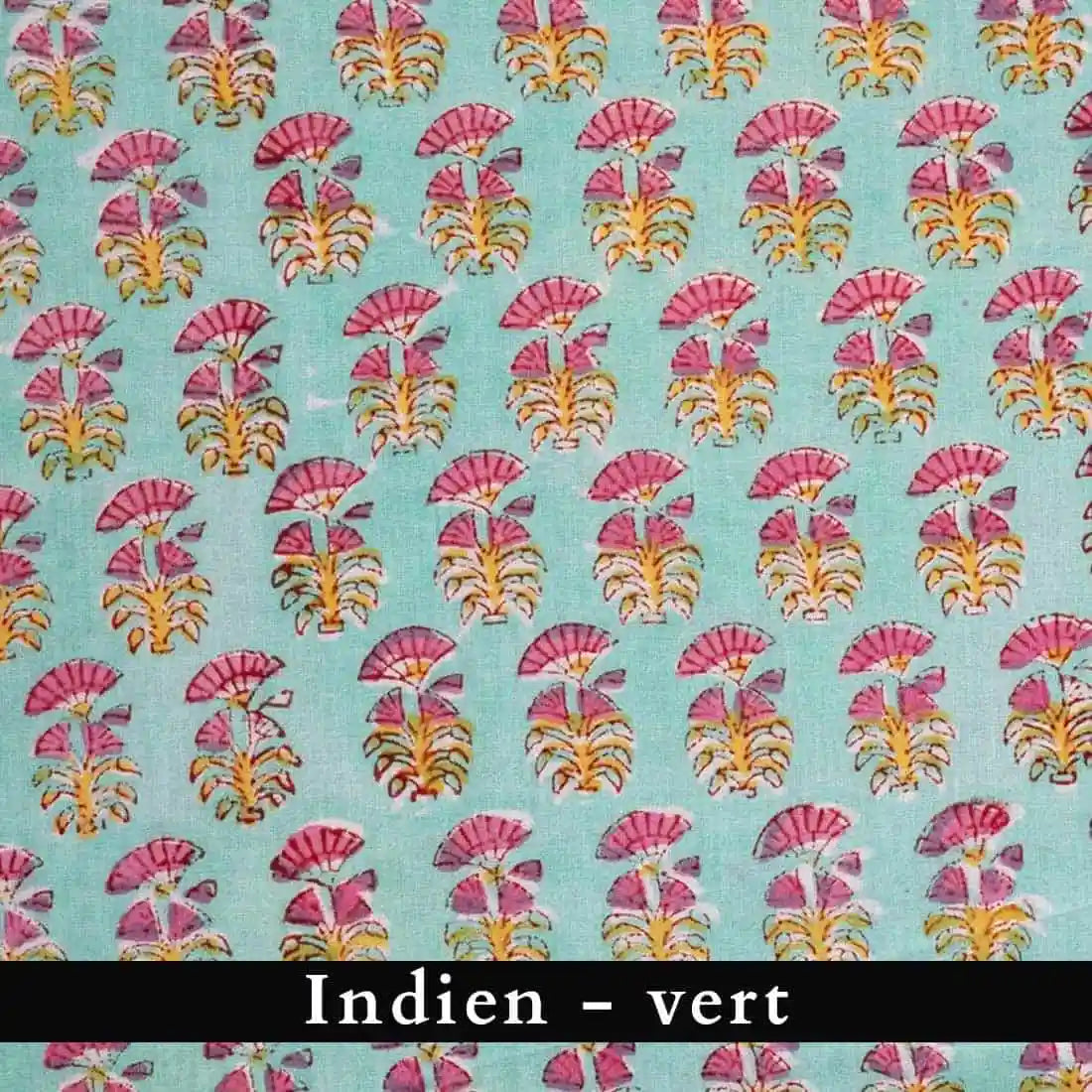 pochon tissu indien vert