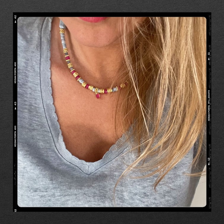 Les Poétisés collier imagine pierres fines or 24k bijou de creatrice