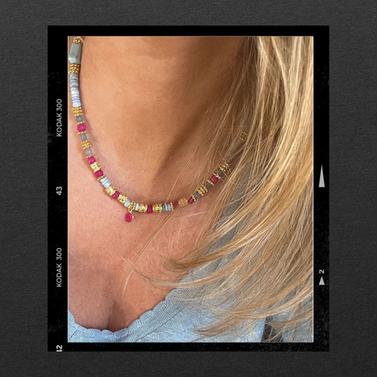 Les Poétisés - Imagine - collier - pierres fines - or 24k -pierres semi precieuses - creation