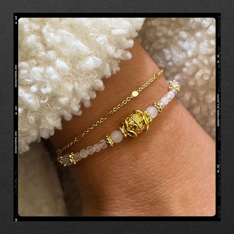 Les Poétisés bracelet double neige or 24k pierres semi precieuses naturelles bijou de creatrice