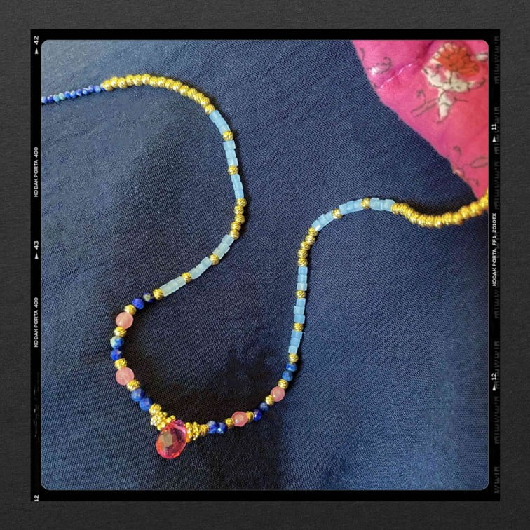 Les Poétisés collier nocturne pierres fines or 24k pierres semi precieuses bijou de creatrice