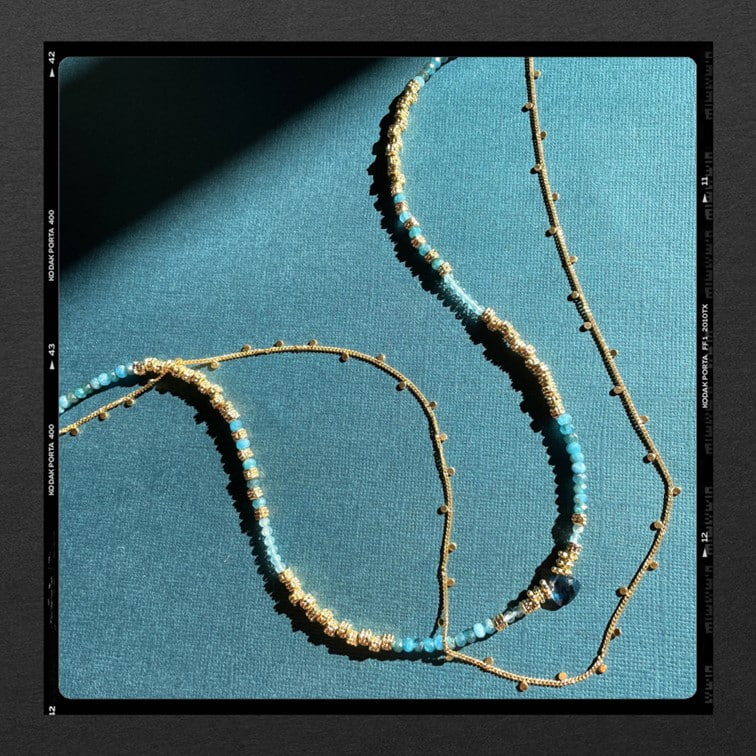 Les Poétisés collier double odyssée pierres fines or 24k bijou