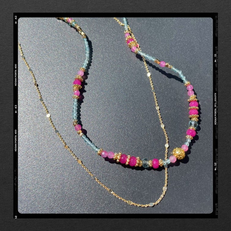 Les Poétisés collier double songe pierres fines cadeau femme bijou de creatrice