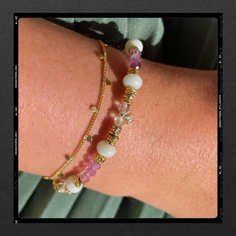 Les Poétisés bracelet double maquis fait main bijou de créatrice pierres semi precieuses
