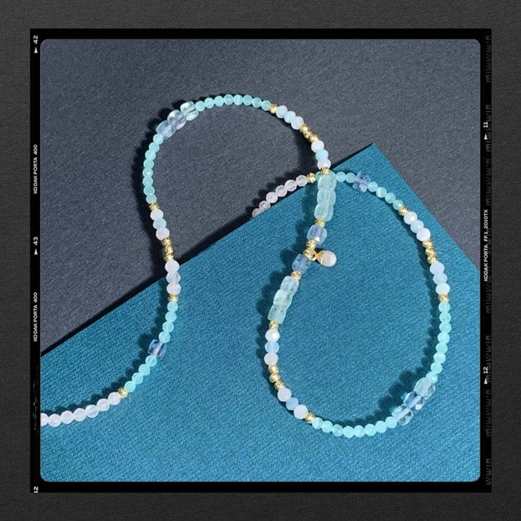 Les Poétisés collier oasis pierres semi precieuses or 24k cadeau femme