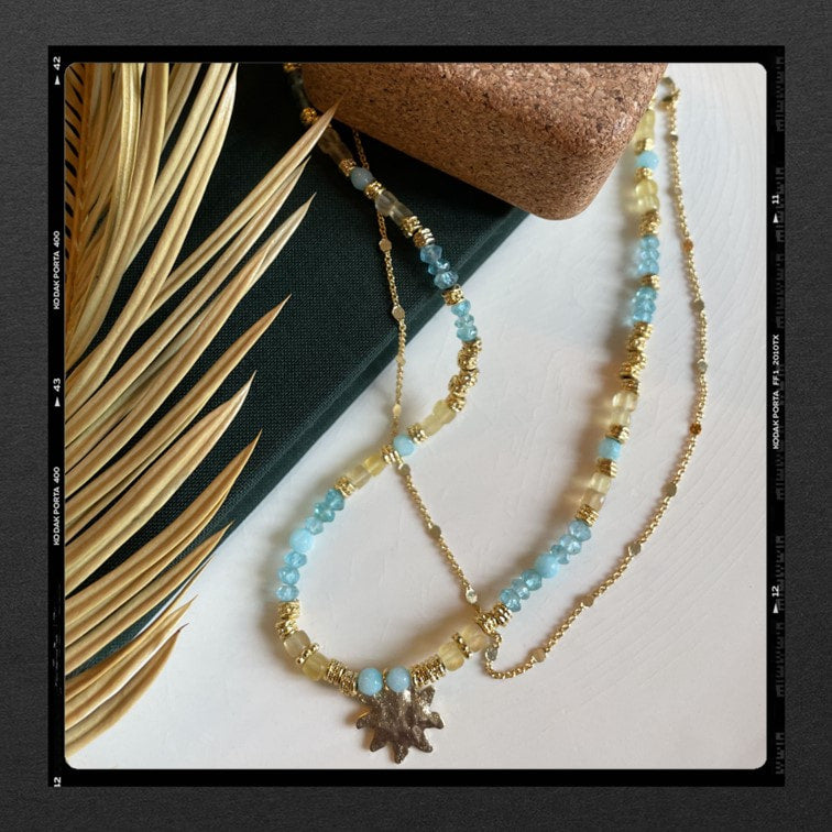 Les Poétisés collier double soleil bbijou de creatrice france cadeau femme