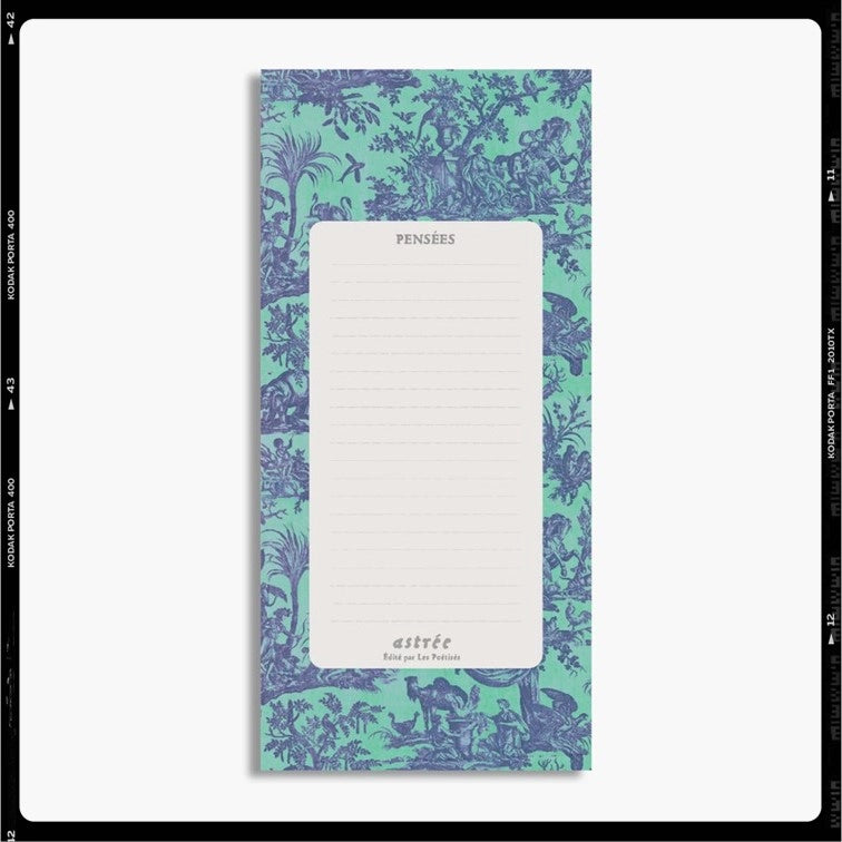 Les Poétisés Astrée bloc-notes toile de Jouy bleu modernisé
