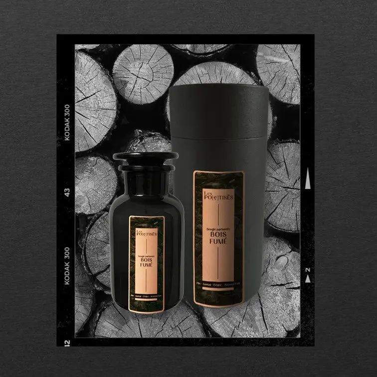 Les Poétisés bougie parfumée apothicaire tendance bois fumé