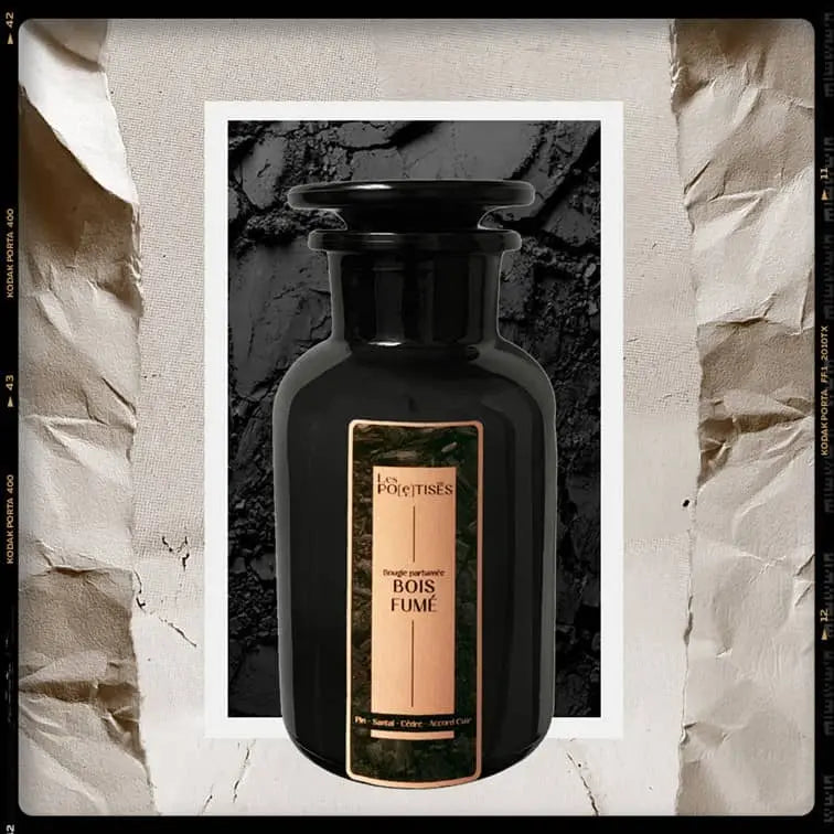 Les Poétisés bougie parfumée bois fumé apothicaire personnalisation