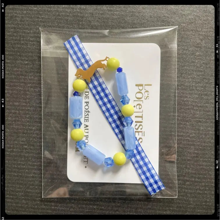 Les Poétisés bracelet enfant pesonnalisable mixte bleu médaille gravée chien