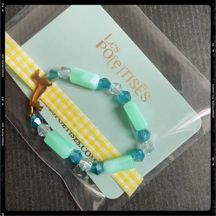 Les Poétisés bracelet enfant personnalisable mixte vert médaille gravée