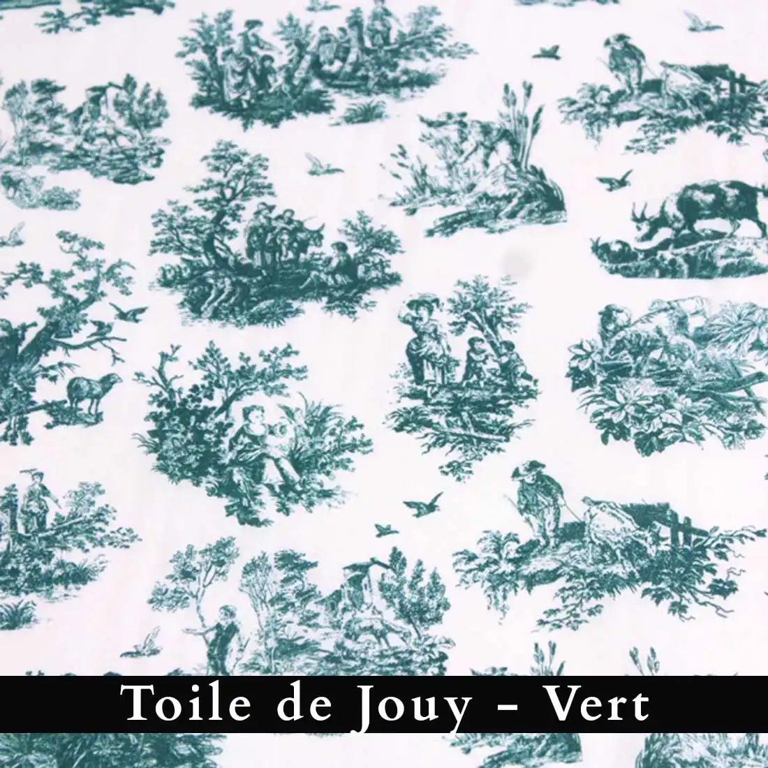 pochon tissu Toile de Jouy verte