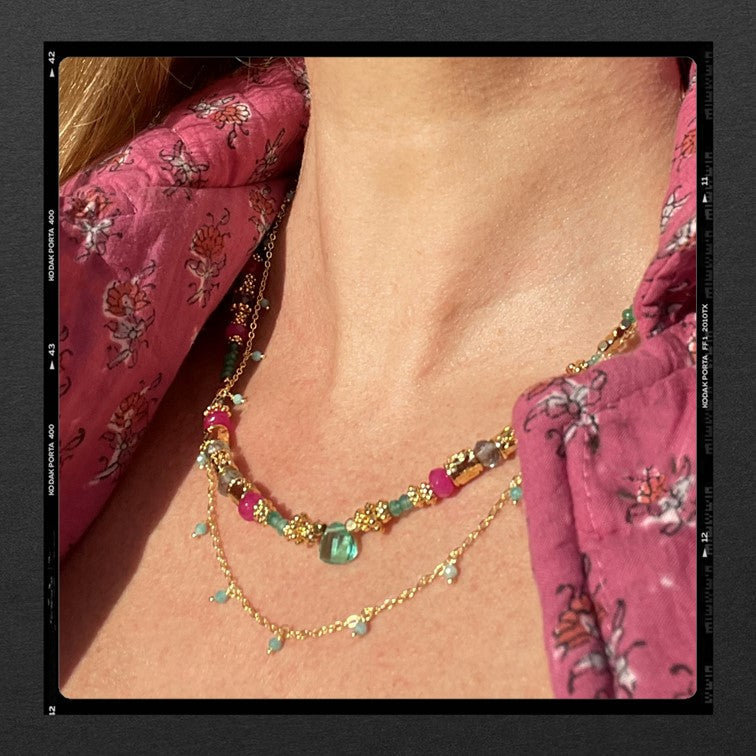 Les Poetises - Zenith - collier - collier double - pierres fines - perles dorees a l'or fin - pierres semi precieuses - bijou de createur - cadeau