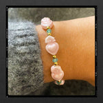Les Poétisés bracelet  coeurs sacrés roses perles fines bijou de créatrice france