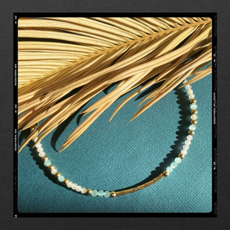 Les Poétisés bracelet eclat or 24k perles fines bijou de creatrice
