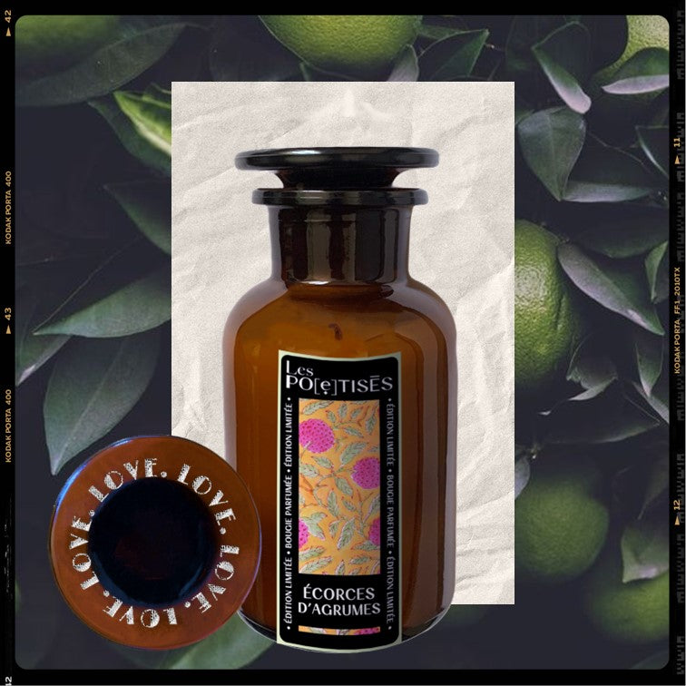 Les Poétisés bougie parfumée flacon d'apothicaire personnalisation sur mesure gravure verre