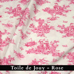 pochon tissu Toile de Jouy rose