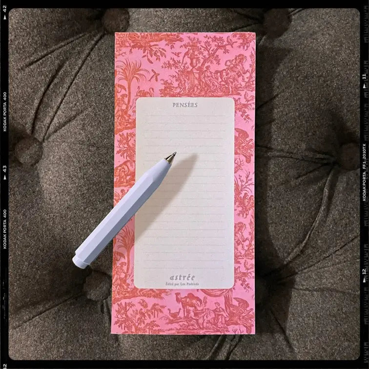 Les Poétisés Astrée bloc-notes toile de Jouy modernisée rose
