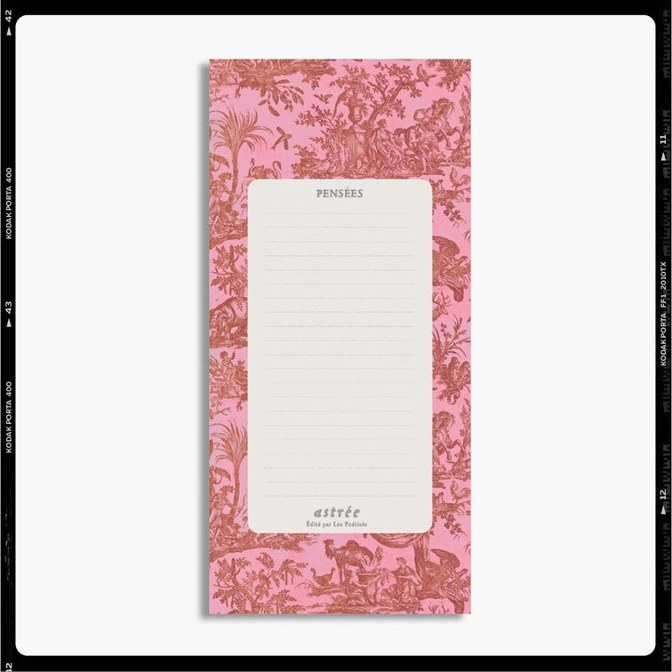 Les Poétisés Astrée bloc-notes toile de Jouy rose modernisé