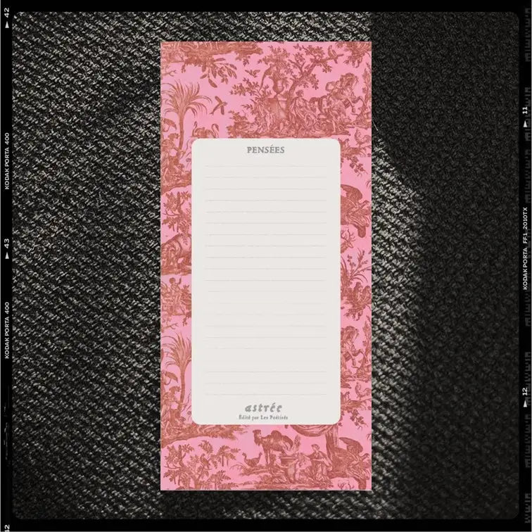 Les Poétisés Astrée bloc-notes toile de Jouy rose moderne