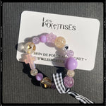 Les Poétisés bracelet enfant croix violet ruban vichy cadeau fille