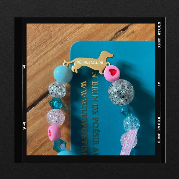 Les Poétisés bracelet enfant identification personnalisation médaille gravée téléphone