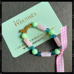 Les Poétisés bracelet enfant personnalisable fille rose vert pâle médaille gravée