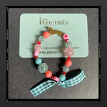 Les Poétisés bracelet enfant personnalisale paillettes vert médaille gravée