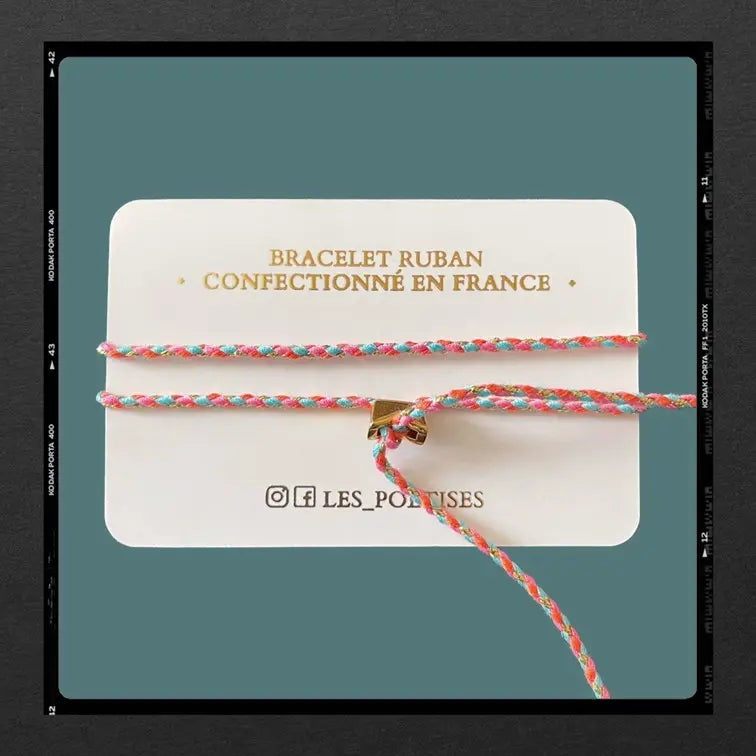 Les Poétisés bracelet ruban sunset tressé