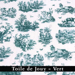 pochon tissu Toile de Jouy verte