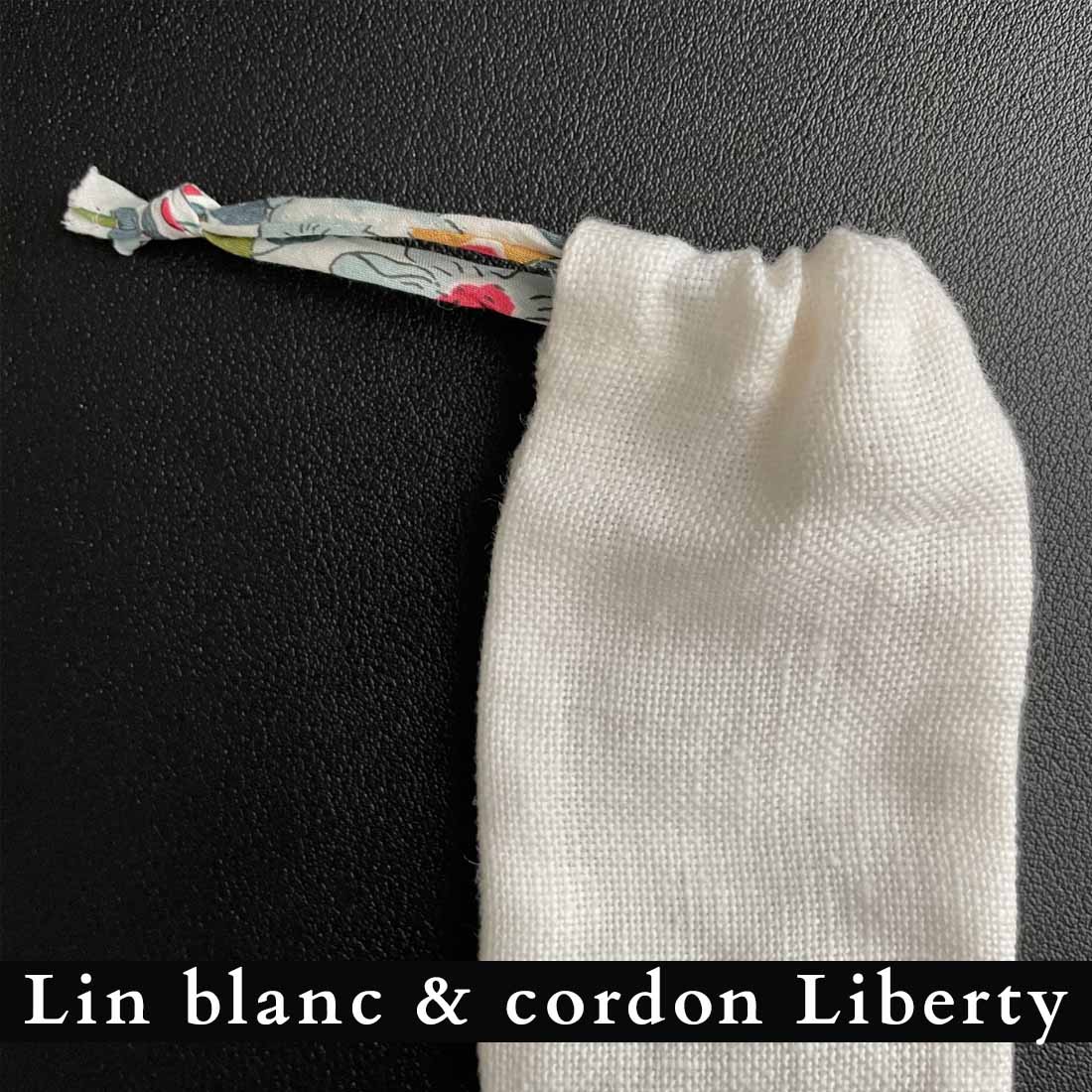 pochon tissu lin blanc cordon liberty